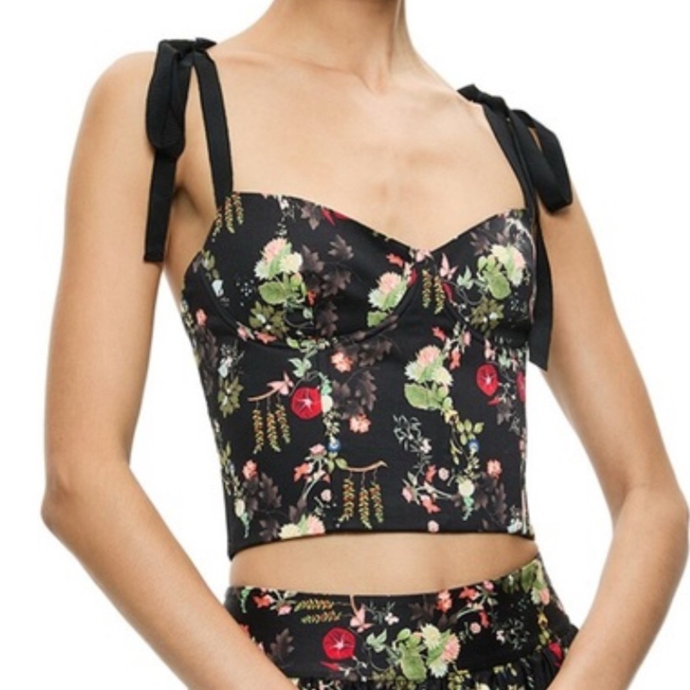 Alice + Olivia Black Floral Tank Top